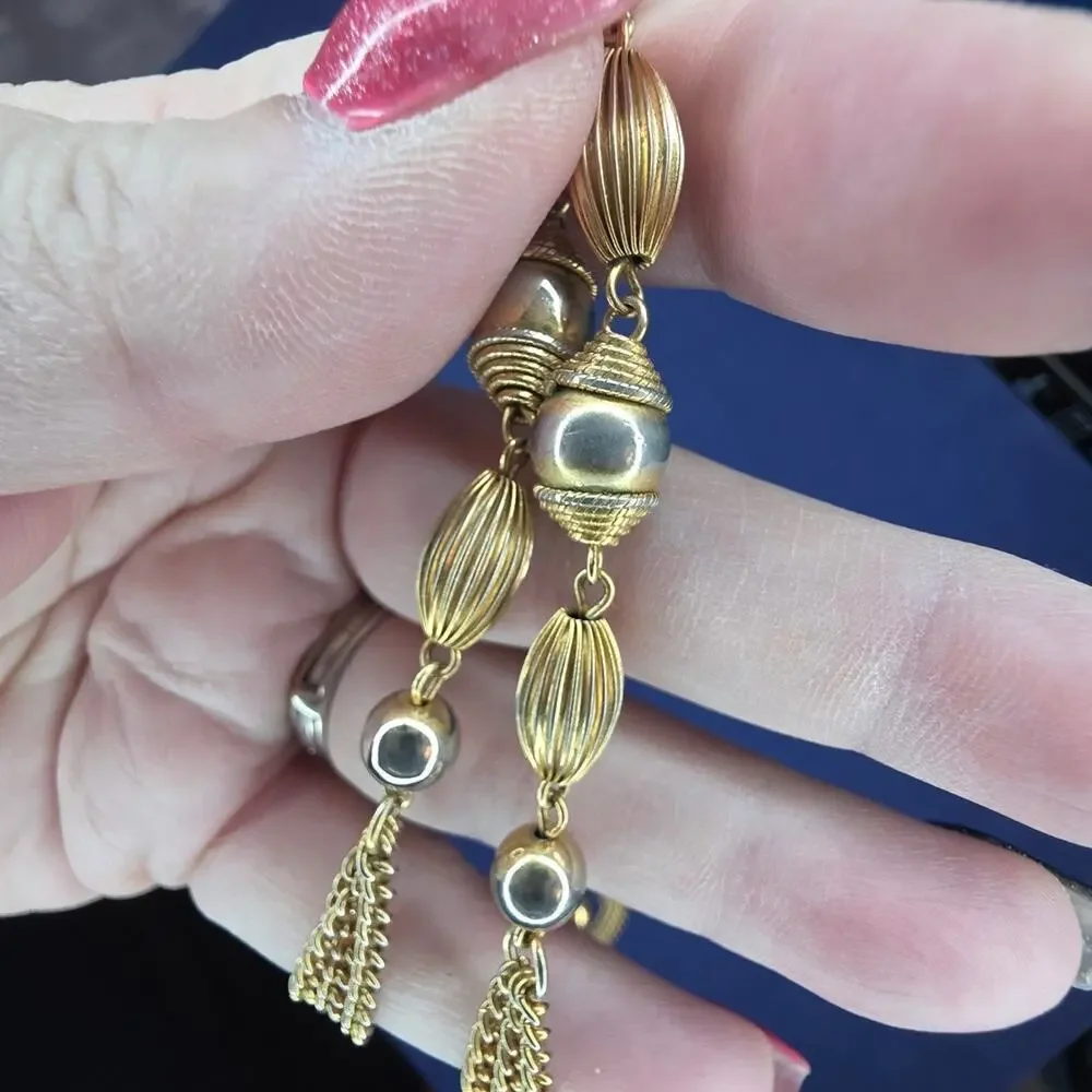 Vintage Sarah Coventry Gold Beaded Wrap Scarf Chain Necklace 509
